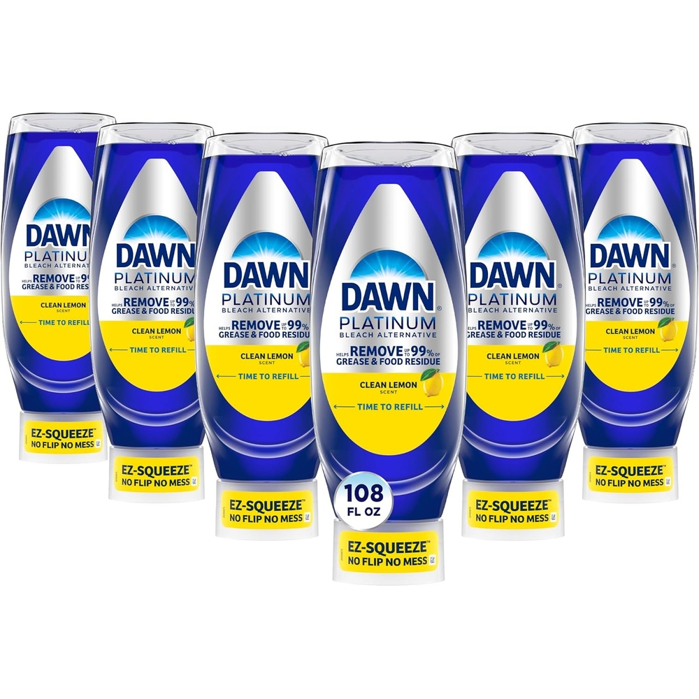 image:imageDawn Platinum EZSqueeze Dish Soap Liquid Dishwashing Liquid Grease Removal Upside Down Bottle Bleach Alternative Clean Lemon 6x18 Fl Oz Bundle18 Fl Oz Pack of 6