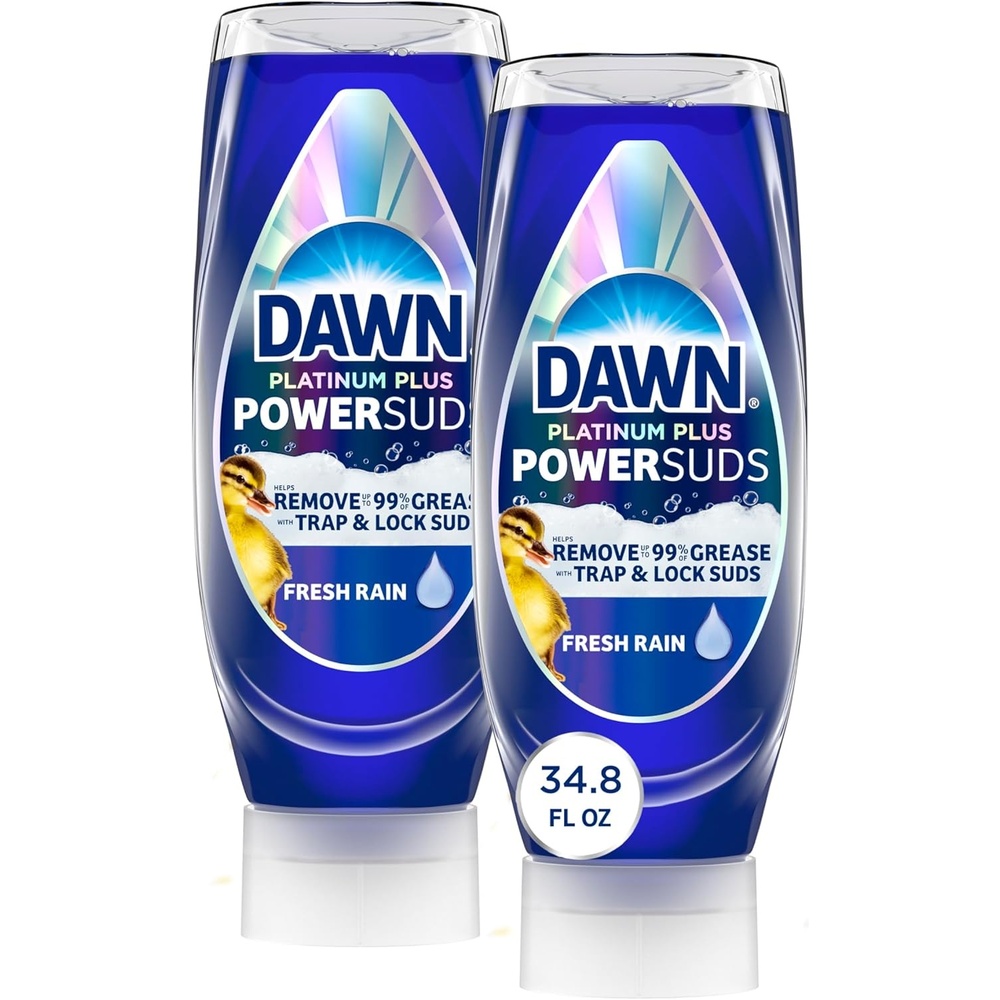 image:imageDawn Platinum Plus PowerSuds EZSqueeze Dish Soap Liquid Dishwashing Liquid Grease Removal Upside Down Bottle Fresh Rain Scent 2x174 Fl Oz Bundle348 Fl Oz Pack of 1