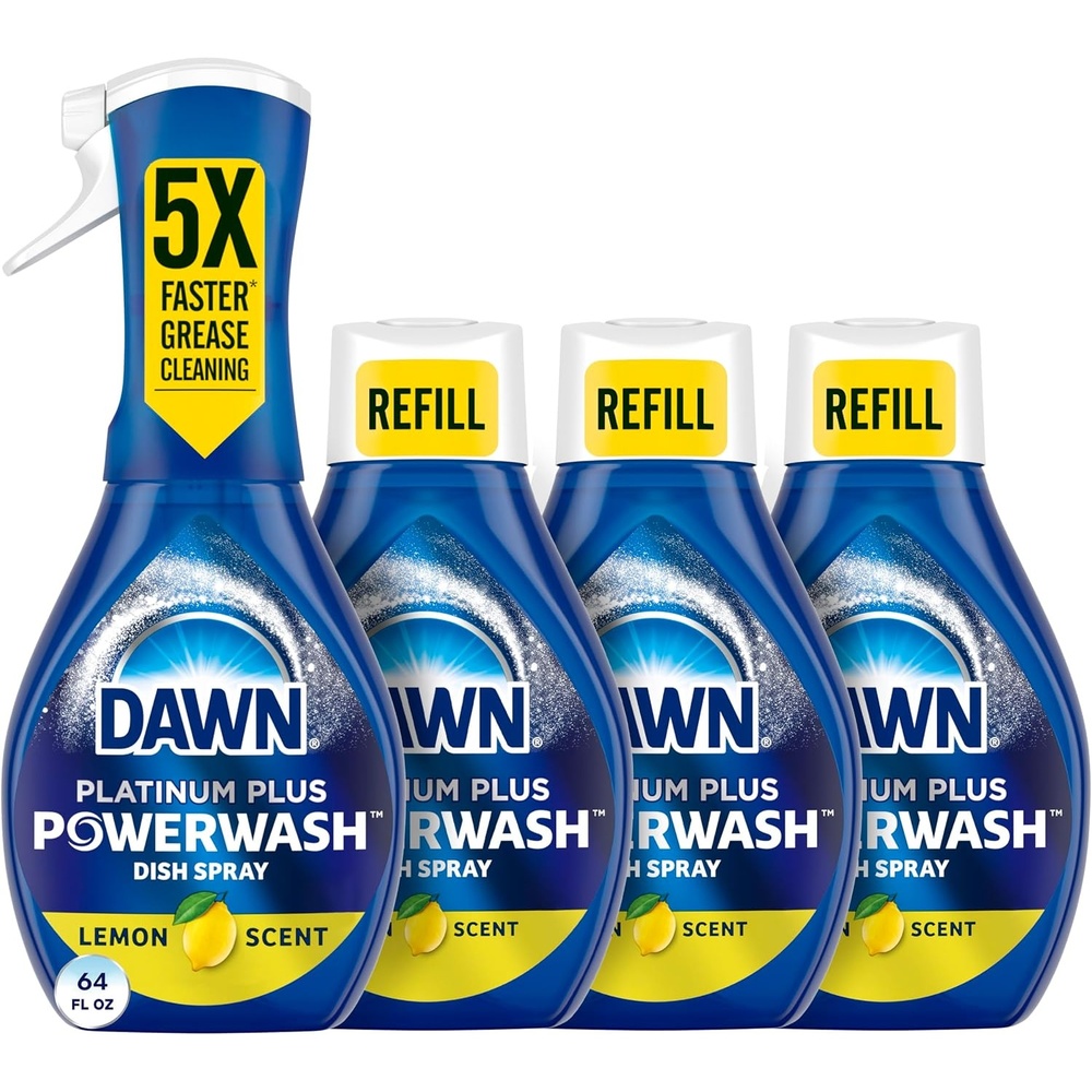 image:imageDawn Powerwash Dish Soap Spray  3 Dishwashing Liquid Refills Lemon 416oz  Instantly breaks down 99 of residue No water needed Overnight soak power in minutes Reusable sprayerLemon