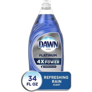 Dawn Platinum Dishwashing Liquid Dish Soap, Refreshing Rain Scent, 34 Fl Oz
