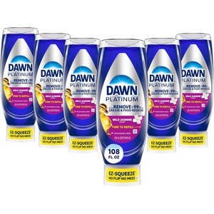 Dawn Platinum EZ-Squeeze Dish Soap Liquid, Dishwashing Liquid, Grease Removal, Upside Down Bottle, Wild Jasmine, 6×18 Fl Oz Bundle