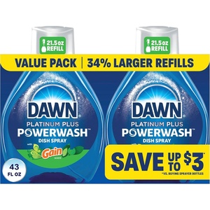 Dawn Powerwash Gain Original Dish Spray, Liquid Dish Soap 2 Refills, 43 Fl Oz