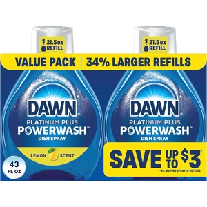 Dawn Powerwash Lemon Dish Spray, Liquid Dish Soap 2 Refills, 43 Fl Oz(43 Fl Oz (Pack of 1))